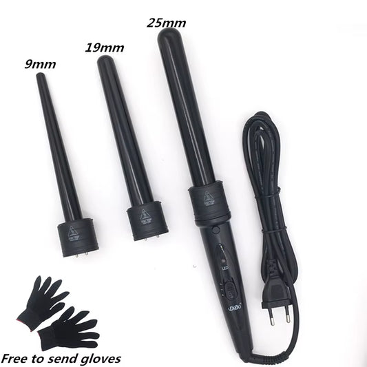 DODO 3 in 1 Hair Curlers Care Styling Curling Wand Interchangeable 3 Parts Clip Hair Iron Curler Set Curler Hair Styles Tool