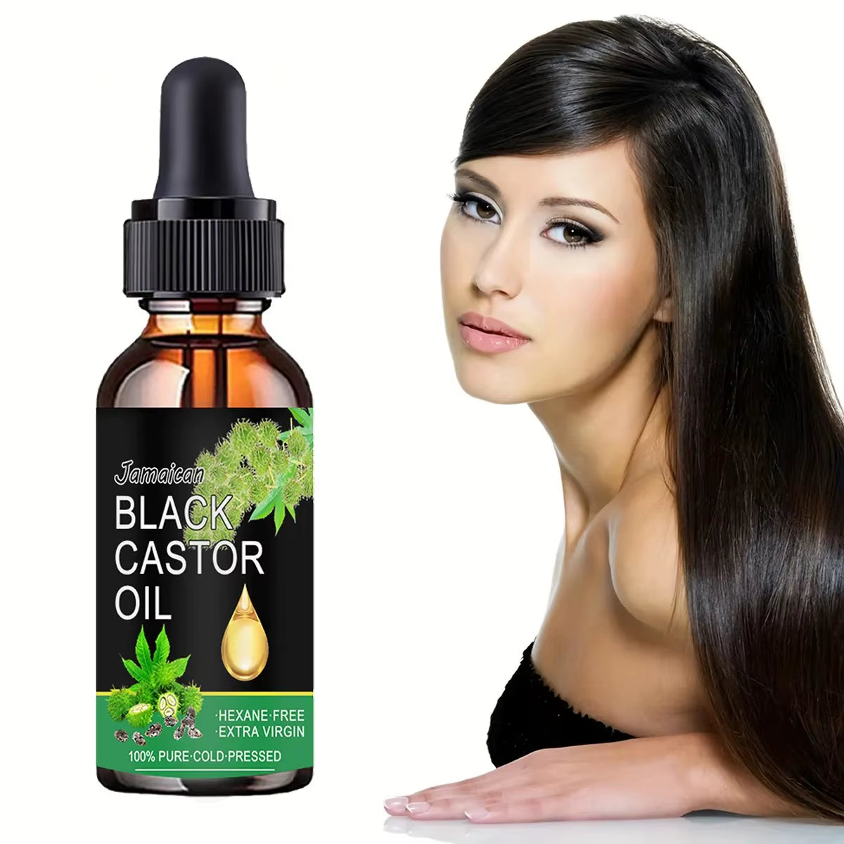 Black Castor Oil Healthy Organic Castor Oil Improves Hair Line Toughness Nourishes the Body Skin Hair Massage Moisturizing 60Ml